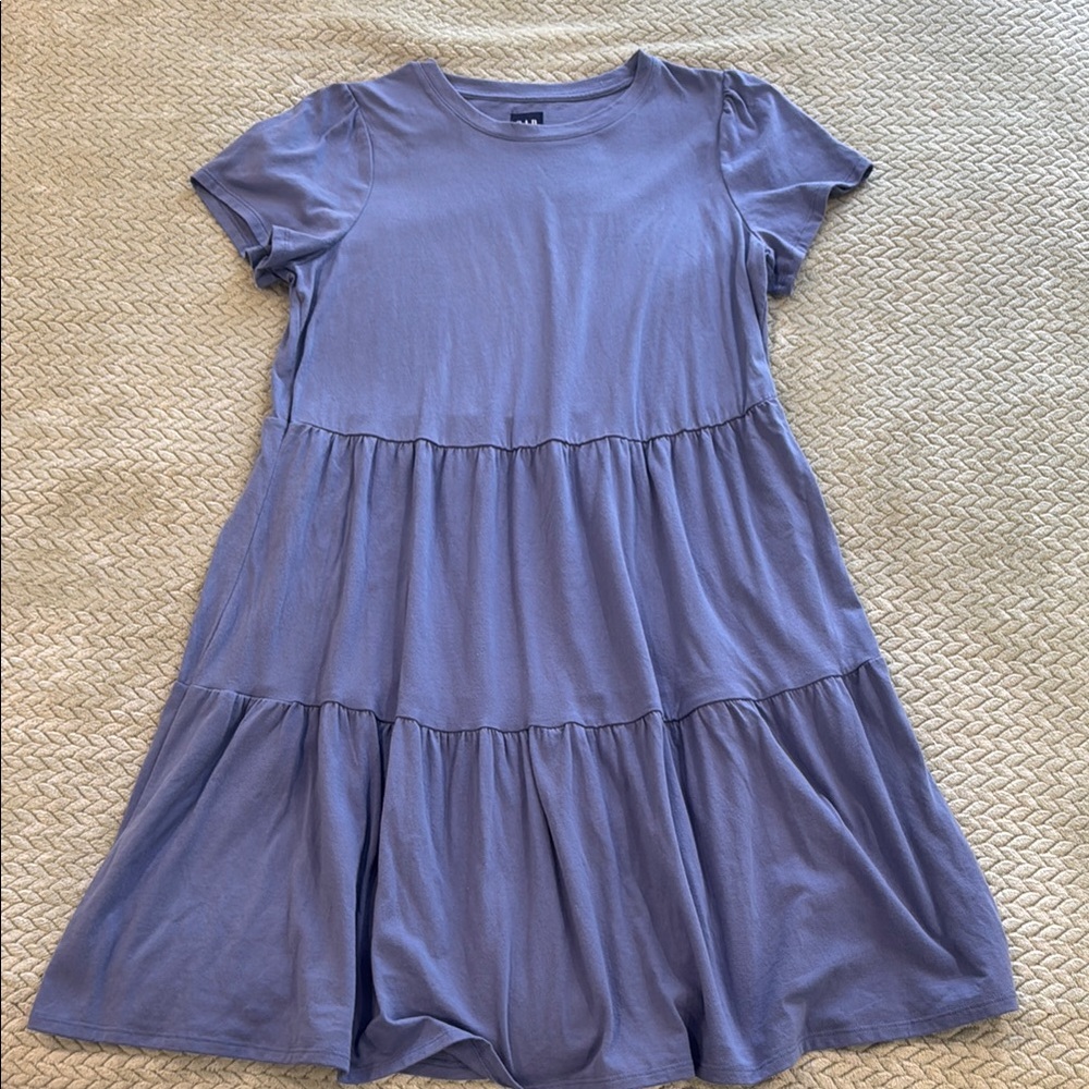 GAP Women’s Dusty Blue tiered t-shirt dress NWOT